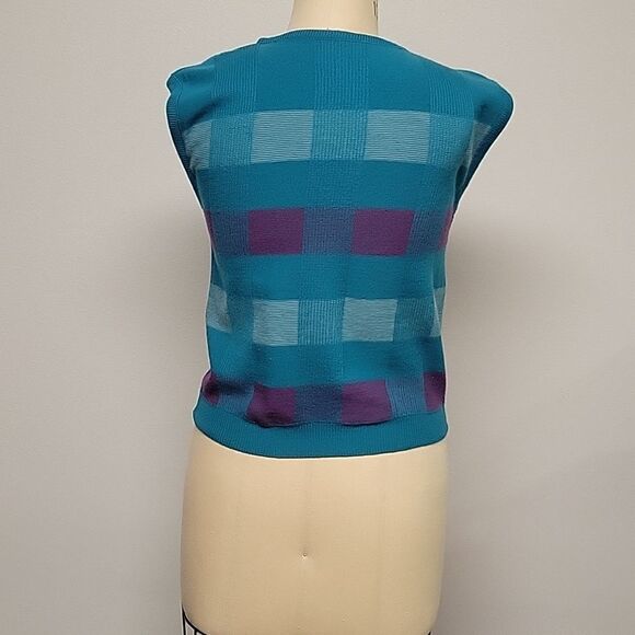 Pendleton Woolen Mills made in USA Vintage size S Teal/Purple Sweater Vest Wool - Picture 2 of 4